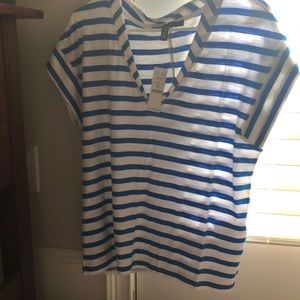Seaside blue stripe V neck T shirt NWT